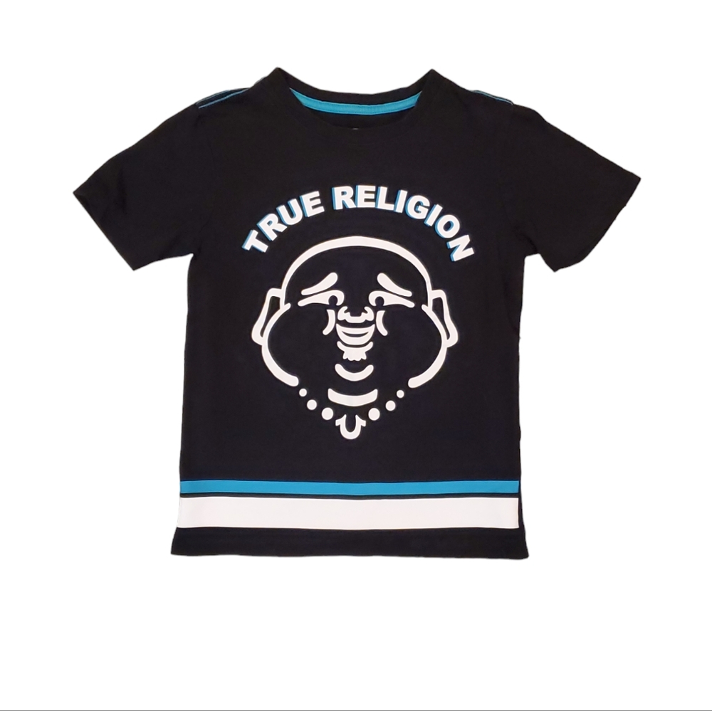 True Religion Kids‎ Black Buddha Stripe T-Shirt Size Small/ 8